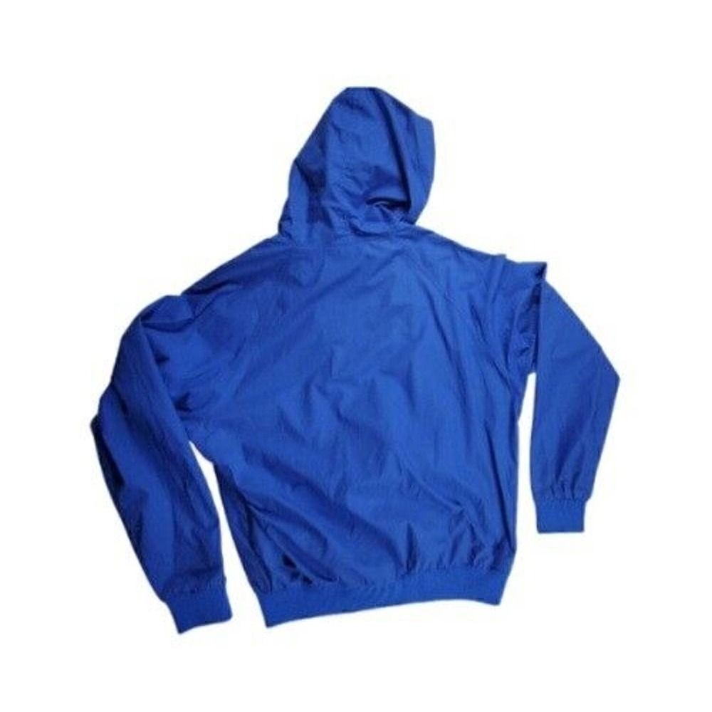 Lands' End Windbreaker Jacket Size Large Blue Hood Travel Folding Pouch Camping - Picture 3 of 9